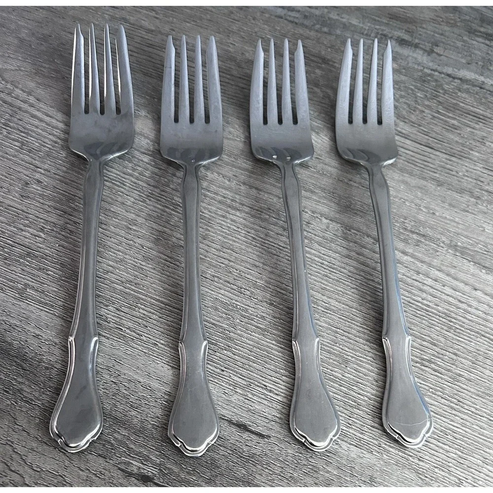 Pfaltzgraff Briarwood Salad Forks Stainless Glossy‎ Set Of 4